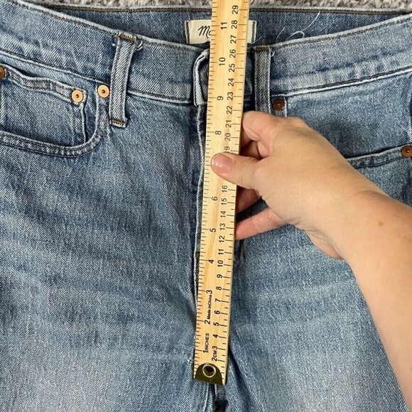 MADEWELL Jeans Perfect Vintage Crop Raw Hem Women's 27 T Light Wash Distressed - Picture 3 of 14